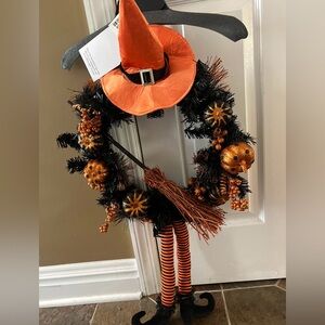 Karen Didion Originals Halloween Witch Wreath Decor with Orange and Black